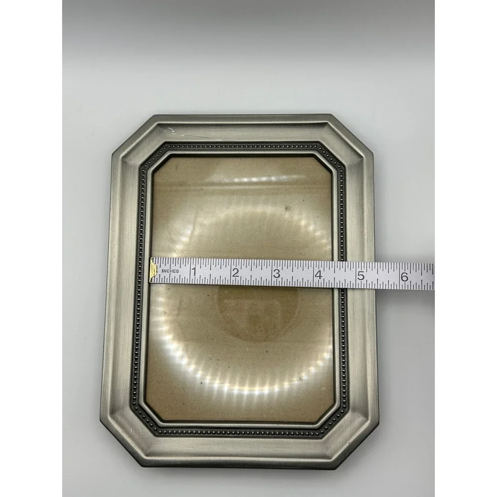 Burnes of Boston‎ Pewter Beaded Octagon Picture Frame 4x6 Tabletop Decor Silver